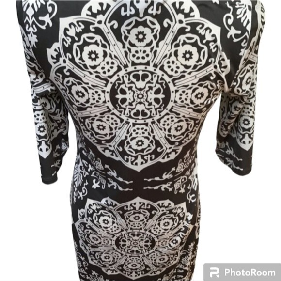 INC International Concept Boho Tunic Dress with Rhinestone Neckline 3/4 sleeve - Picture 2 of 9